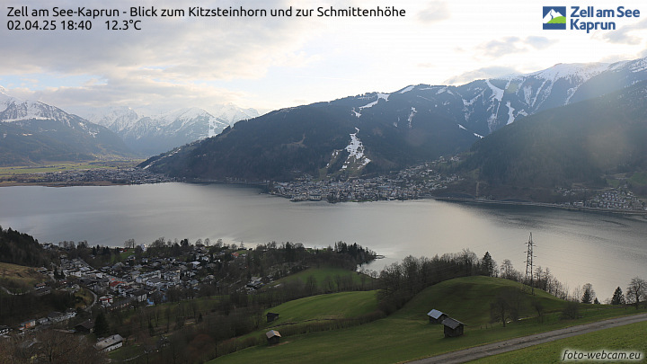 Webcam am Mitterberg bei Thumersbach - Zell am See mit Blick nach Südwesten über den See nach Zell am See.