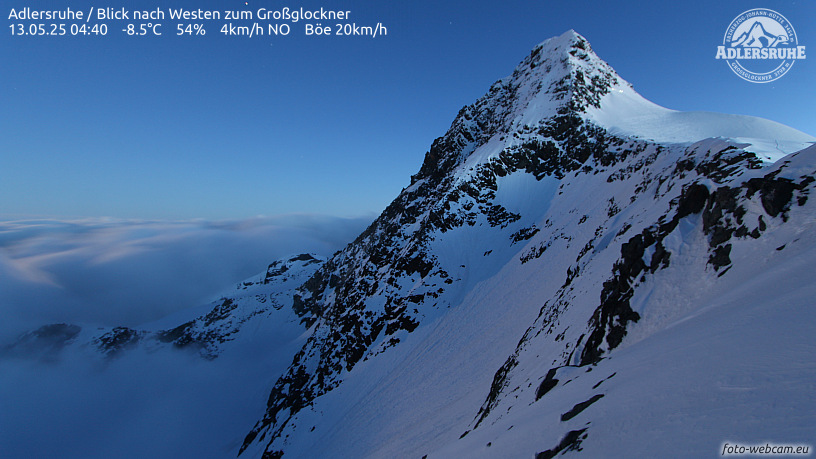 WEBkamera Grossglockner - pohled na vrchol z Adlersruhe WEBkamera Grossglockner - pohled na vrchol z Adlersruhe