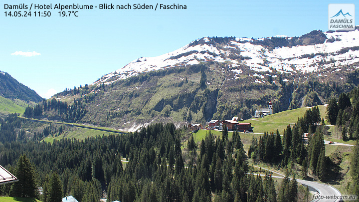 Webcam Damüls, Hotel Alpenblume, Blick nach Süden, Faschina