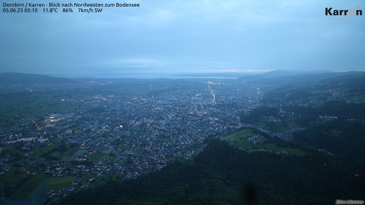 Blick vom Karren auf Dornbirn und den Bodensee