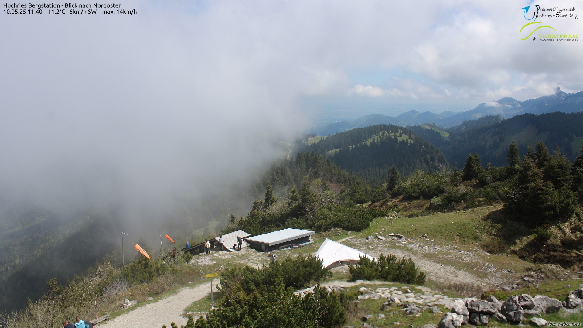 Blick Richtung Chiemsee mit aktuellen Windwerten, Quelle: foto-webcam.eu