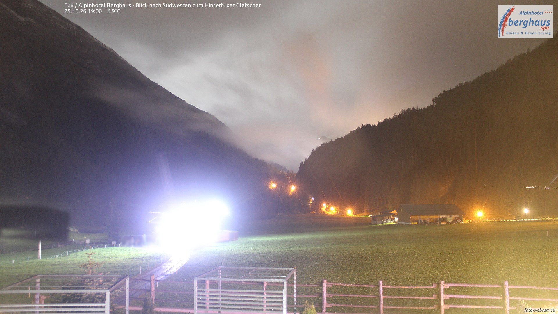 Webcam Hintertuxer Gletscher, vista dall’Alpinhotel Berghaus