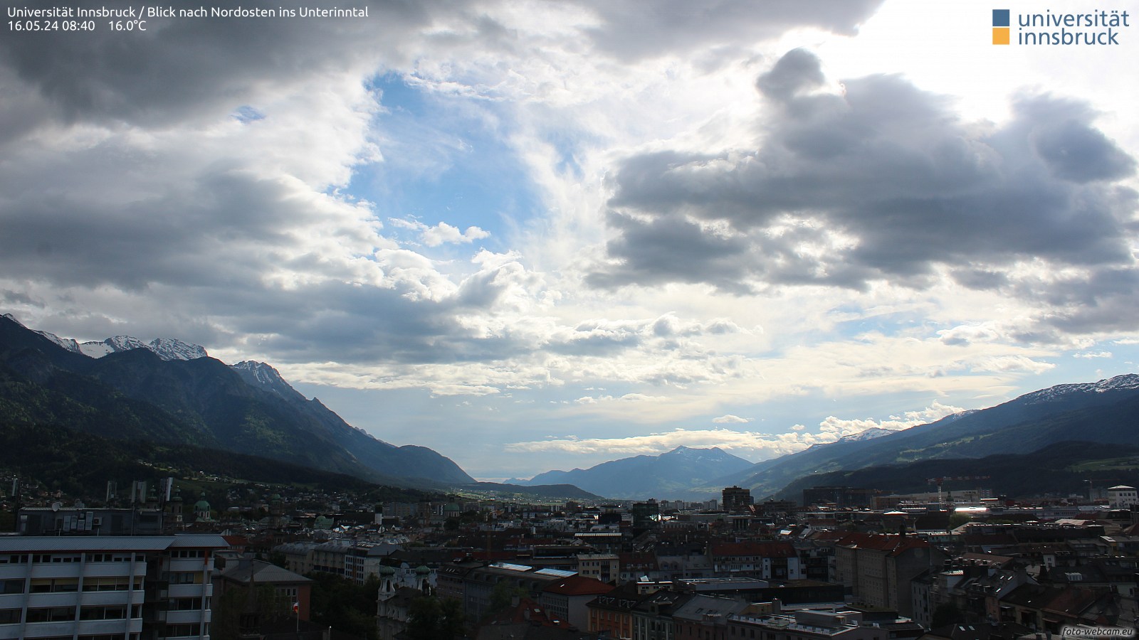 Innsbruck Richtung Nordosten, Standort Uni Innsbruck, Quelle: foto-webcam.eu