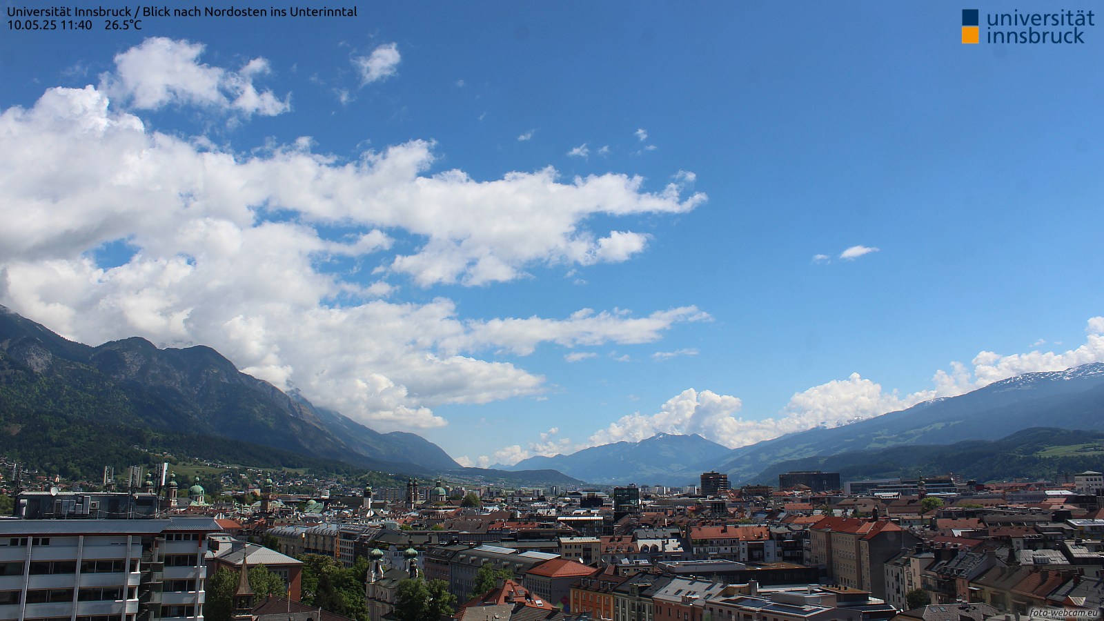 Innsbruck Richtung Nordosten, Standort Uni Innsbruck, Quelle: foto-webcam.eu