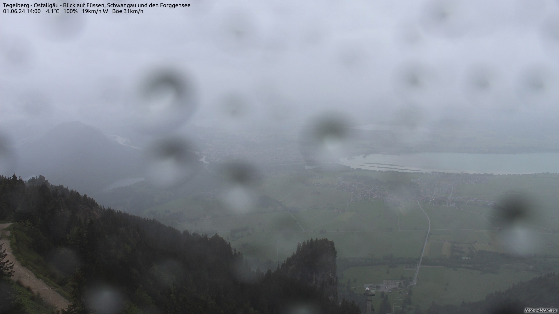 Tegelberg, Füssen / Richtung Westen, Quelle: foto-webcam.eu