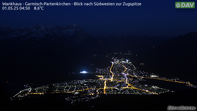 Aktueller Blick vom Wankhaus auf Garmisch-Partenkirchen